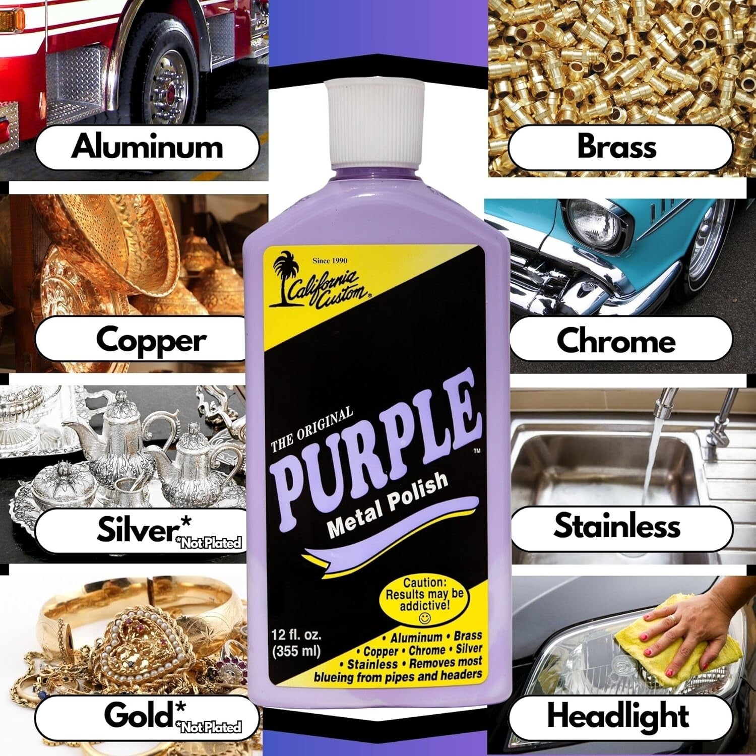 FAA Certified Purple Metal Polish - Safe for Aluminum, Brass, Copper and More