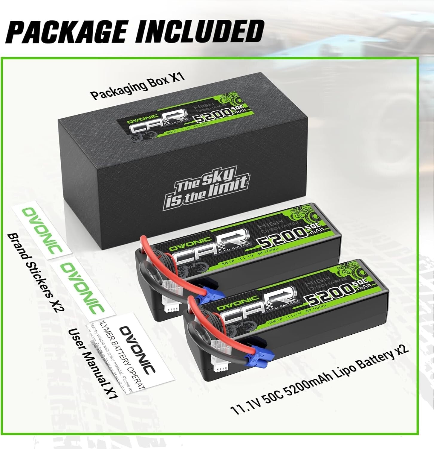 Fast-Charging 3S 5200mAh Lipo Battery with EC5, Ideal for 1/8 Scale RC Trucks