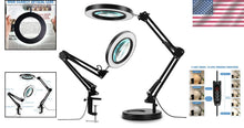 Load image into Gallery viewer, Versatile 5X LED Desk &amp; Clamp Magnifier - Adjustable Light &amp; Glass Lens
