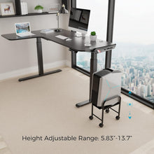 Load image into Gallery viewer, Height Adjustable Mobile CPU Stand with Locking Wheels – Black Metal Tower Cart