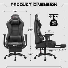 Load image into Gallery viewer, Adjustable Height Gaming Chair with Footrest &amp; 360-Degree Swivel - Modern Black