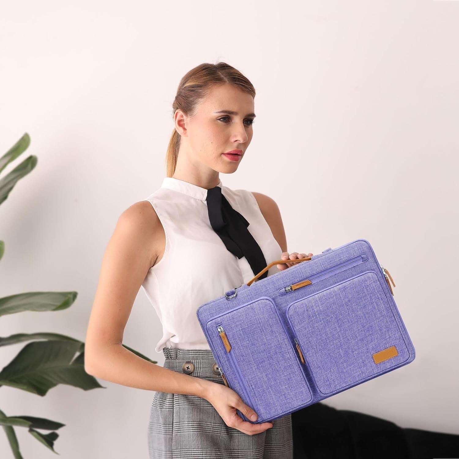 360 Protective Laptop Shoulder Bag, Fits 15-15.6 Inch Laptops - Purple Elegance