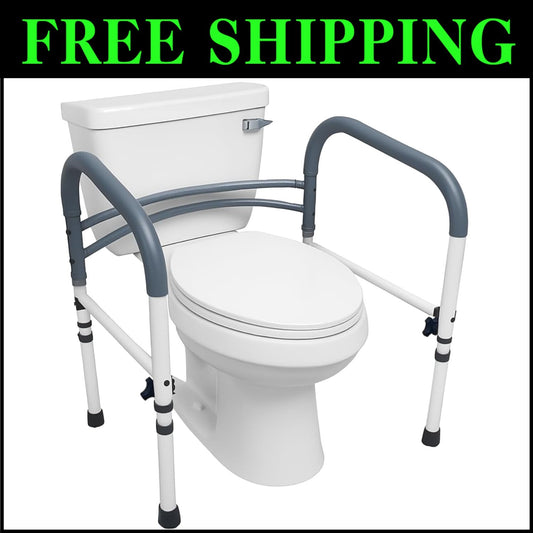 Adjustable Toilet Safety Rails and Handles for Seniors - Easy Setup & Sturdy