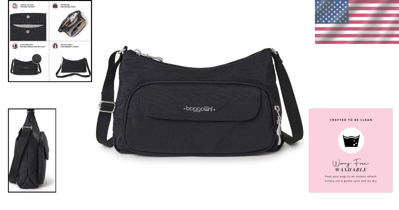 Everyday Crossbody Bag: Compact Nylon Purse with Built-In Wallet & Card Slots