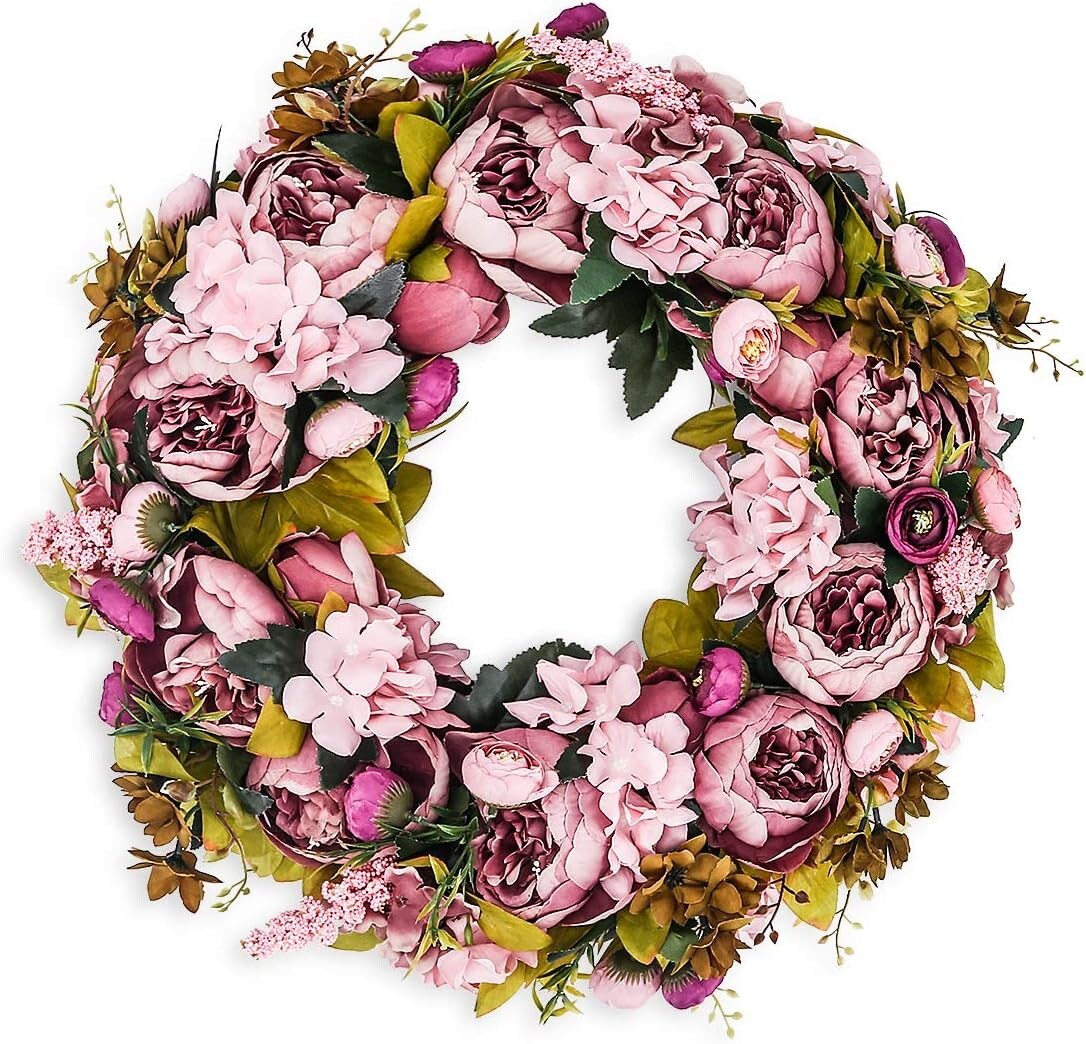Charming 19-Inch Peony Flower Wreath - Versatile Decor for Home & Events