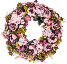 Load image into Gallery viewer, Charming 19-Inch Peony Flower Wreath - Versatile Decor for Home &amp; Events