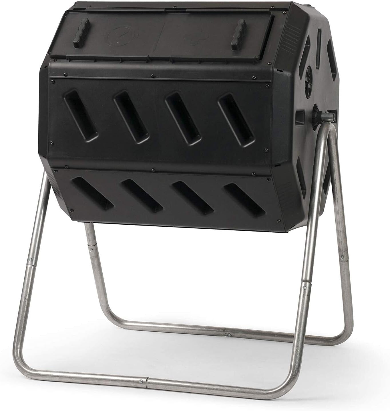 Stylish Black Outdoor Tumbling Composter - 37 Gallon Dual Chamber Design