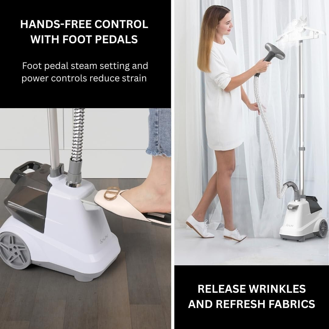 Powerful 1800W Full-Size Garment Steamer with 90 Min Steam & Adjustable Hanger