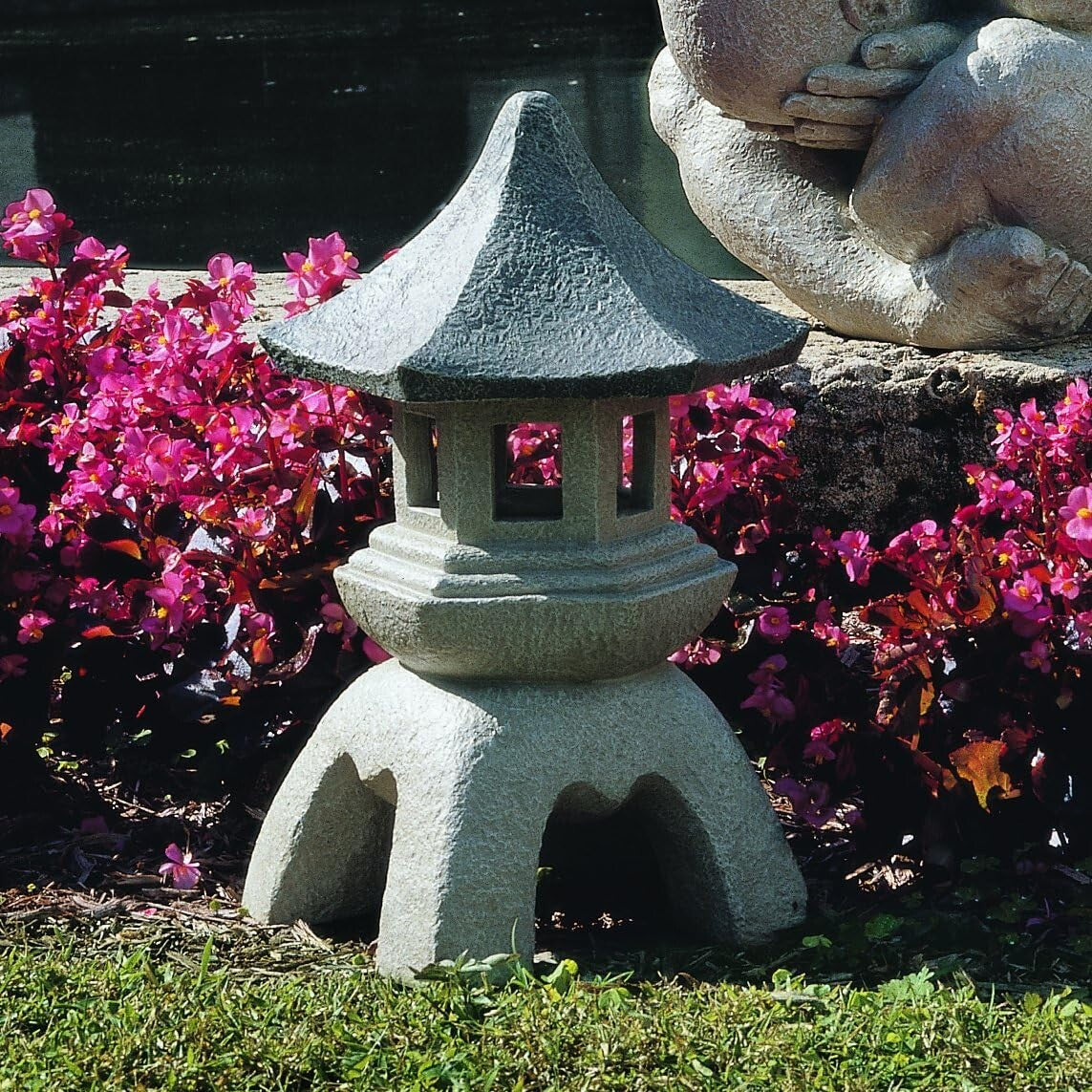 Elegant Two-Tone Stone Asian Lantern Statue - Indoor/Outdoor Serenity