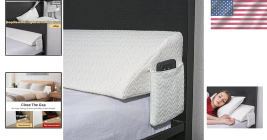 King Bed Wedge Pillow - Gap Filler with Storage Pockets for Ultimate Comfort