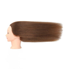 Load image into Gallery viewer, 18" Brown Human Hair Mannequin Head - Perfect for Cosmetology Training
