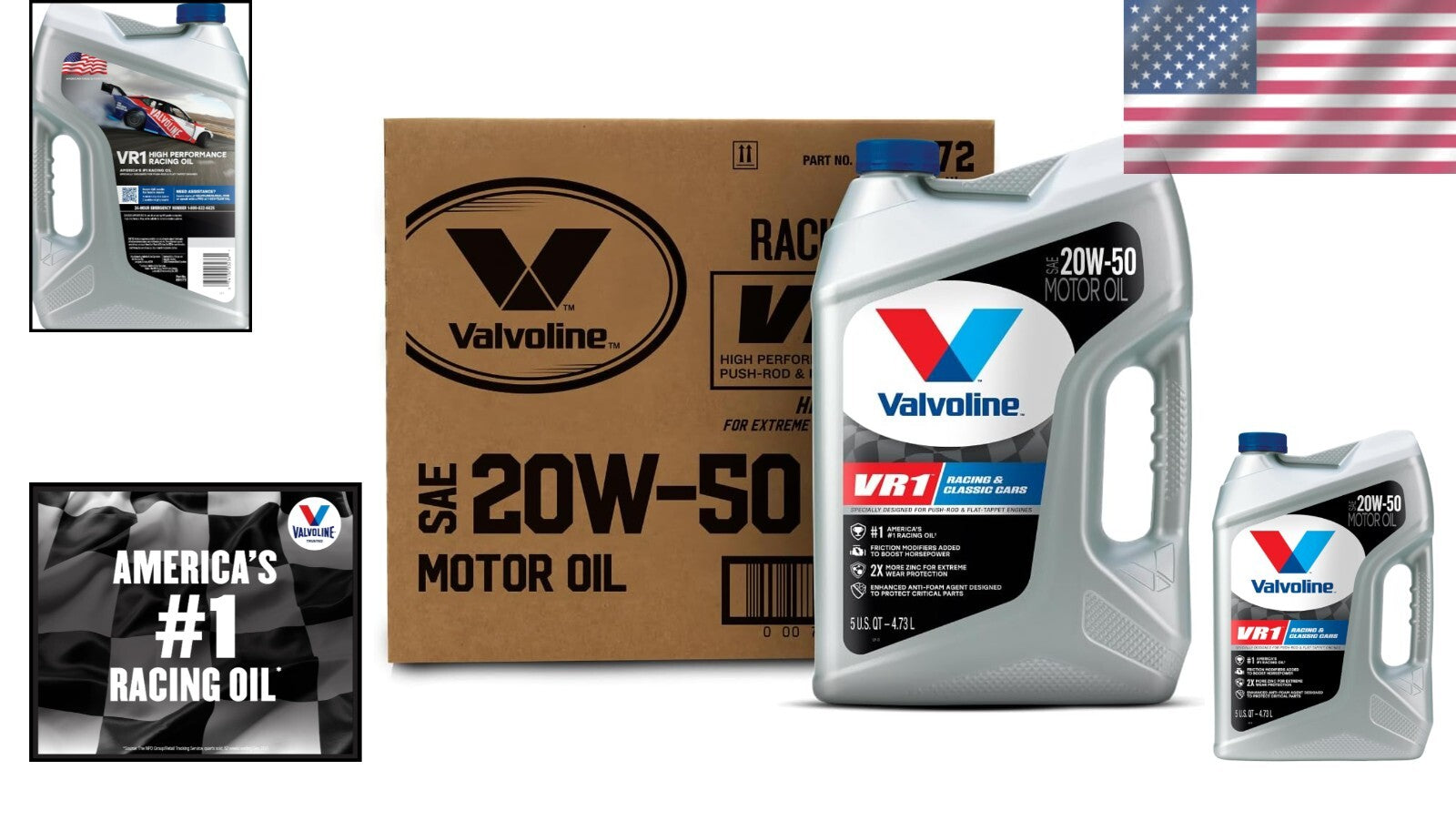 America's #1 Racing Motor Oil 20W-50 - 15 QT Total for Extreme Protection