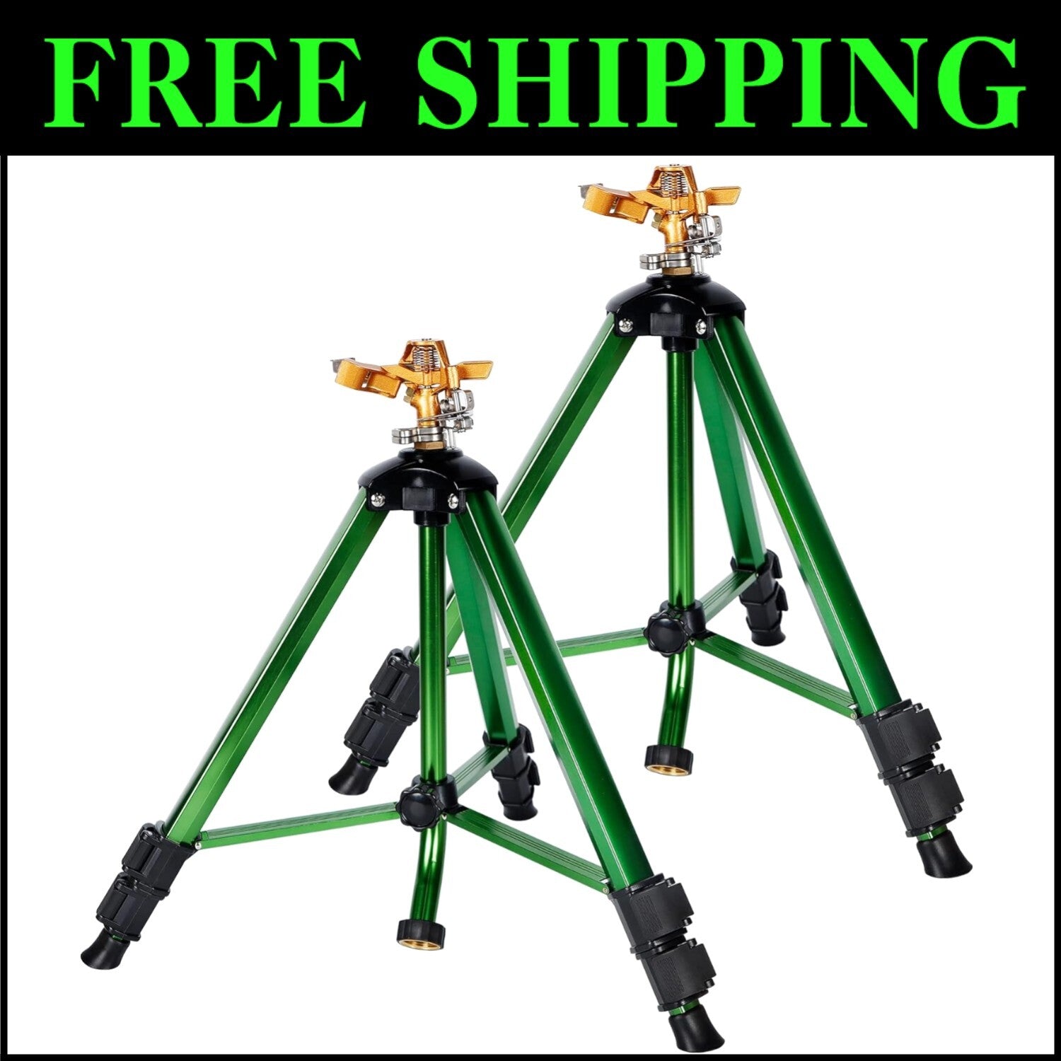 Effortless 360° Lawn Irrigation with Heavy-Duty Brass Tripod Sprinklers - 2 Pack