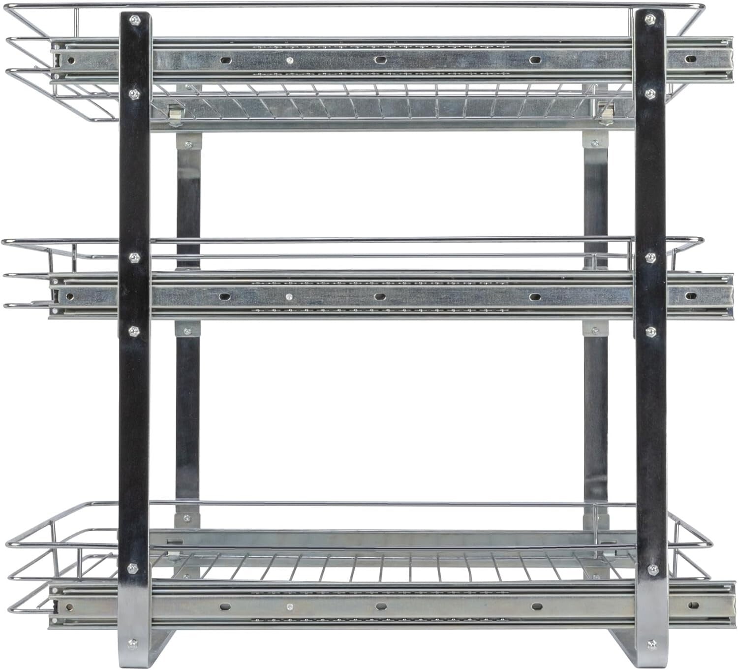 Durable 3-Tier Chrome Kitchen Slide-Out Organizer for Efficient Cookware Storage