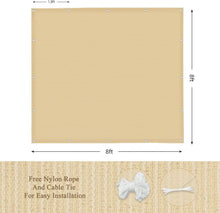 Load image into Gallery viewer, Versatile 8' x 8' Outdoor Shade Cloth with Easy Tie Installation - Wheat Color