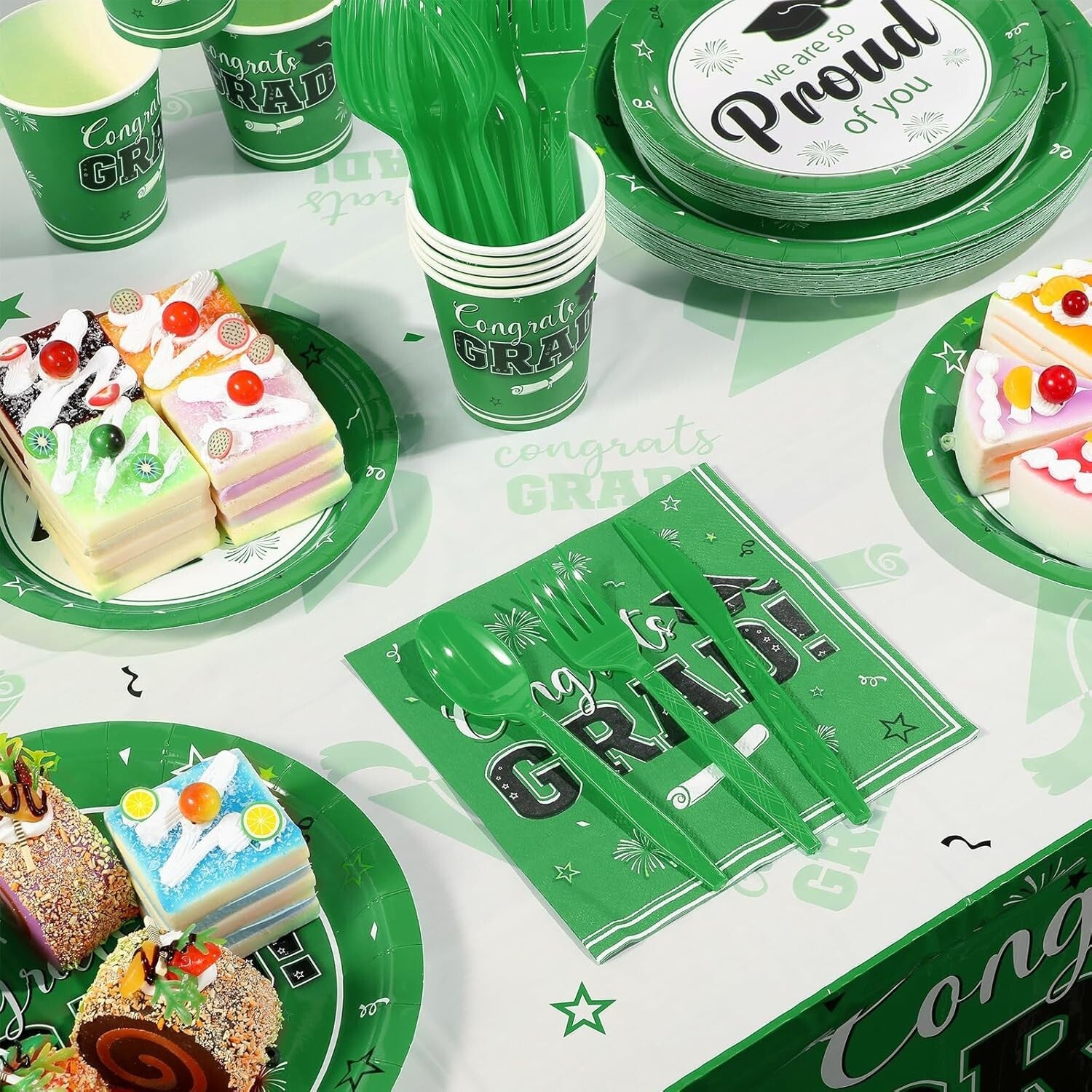 Class of 2025 Graduation Decorations - 357 Pcs Dinnerware, Banner & Tablecloth