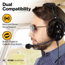 Load image into Gallery viewer, KORE Aviation Headset: Noise-Canceling, Dual Compatibility, Comfort, and Clarity