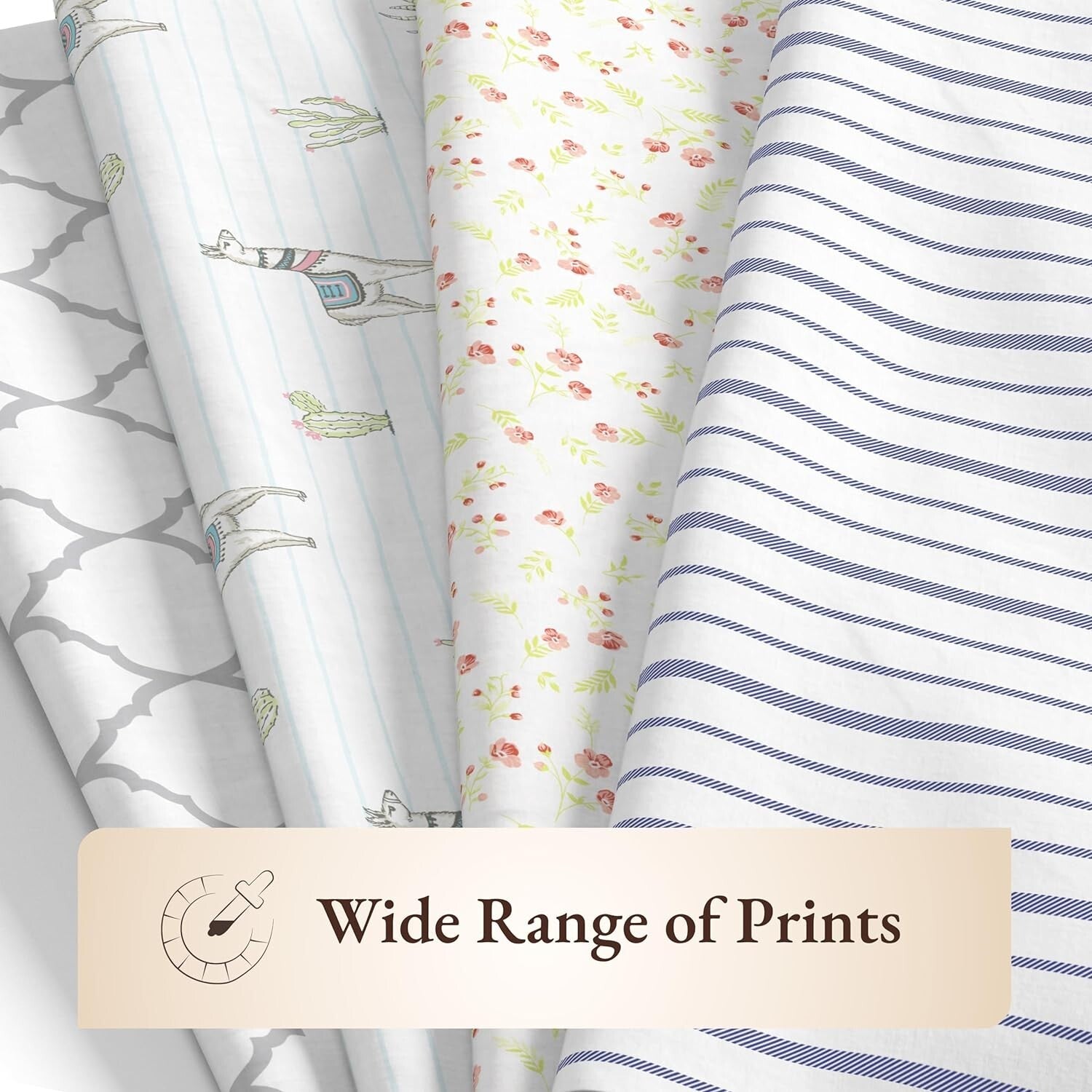 100% Organic Cotton Percale Twin Sheet Set - Floral Print, Deep Pocket Design