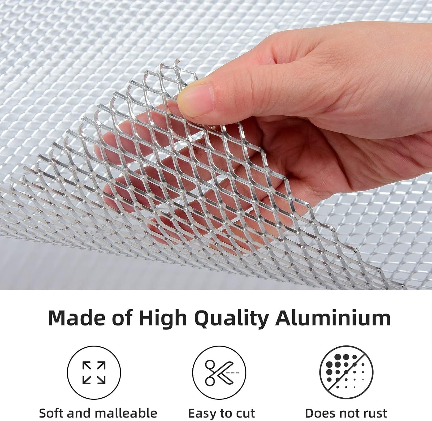 Universal Aluminum Alloy Car Grill Mesh - 6x12mm Rhombic Insert, DIY Friendly