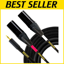 Load image into Gallery viewer, 6' Gold 3.5mm to Dual XLR Male Y-Adapter Cable for Superior Audio Connections