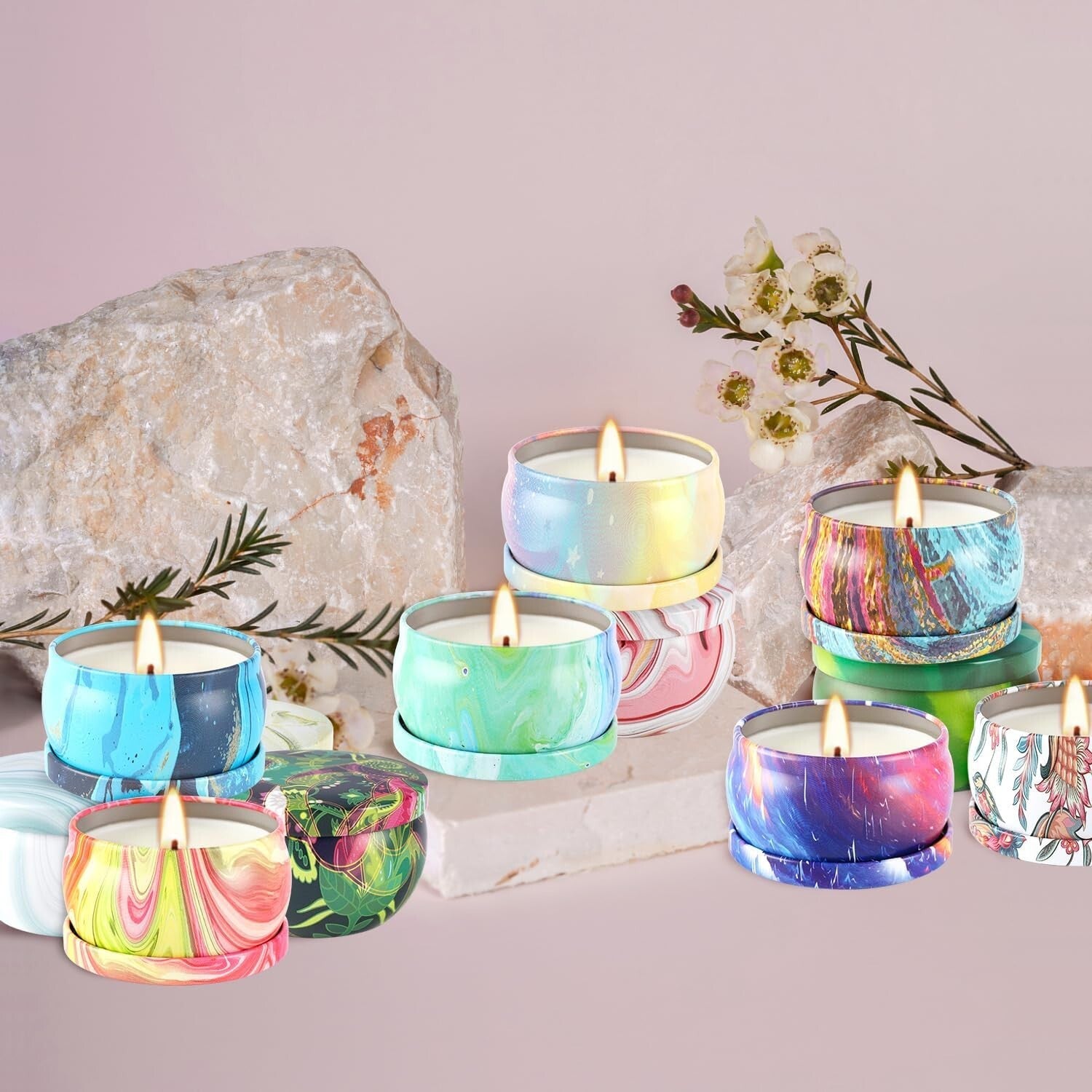 Long-Burning Scented Candles Gift Set - 36 Soy Wax Tins for All Occasions