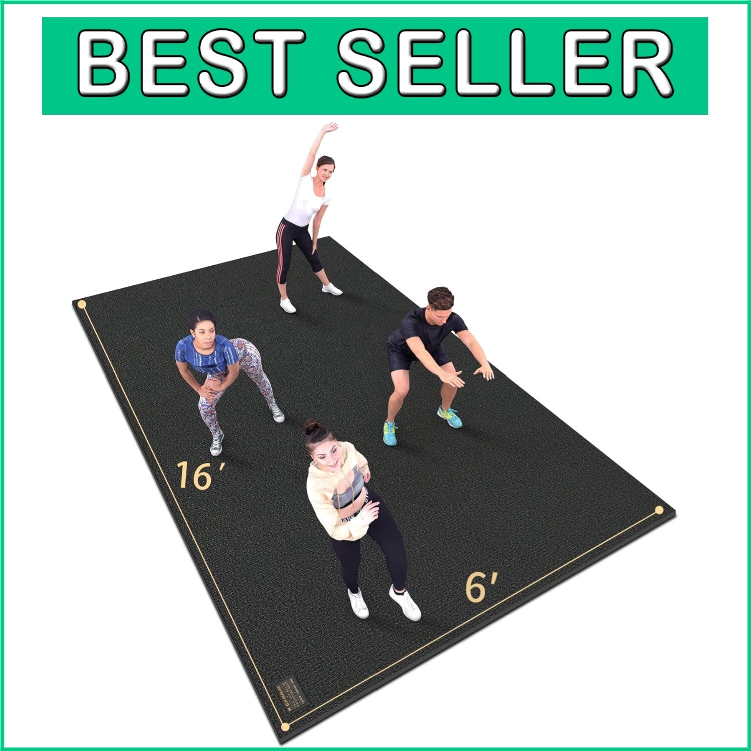 High-Density 16'x6' Non-Slip Foam Mat - Ideal for Plyo, Dance & Gymnastics