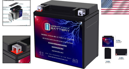 Heavy-Duty 12V 12AH Sealed Lead Acid Battery - Perfect for ATVs & Motorcycles