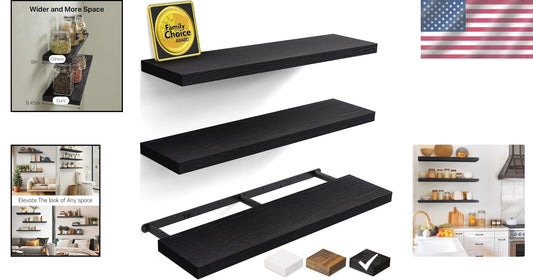 Elegant Wall-Mounted Rustic Floating Shelves - 36 in for Bedroom & Living Room