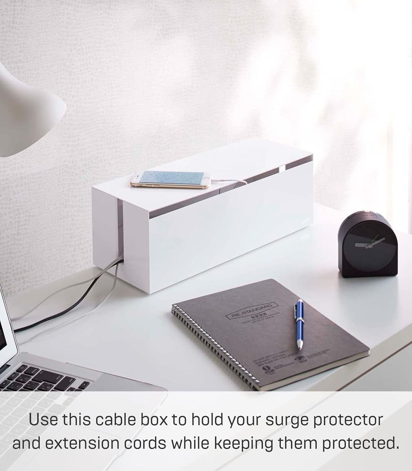 Compact & Elegant Cable Box for Power Strips – Stylish Desktop & Floor Storage