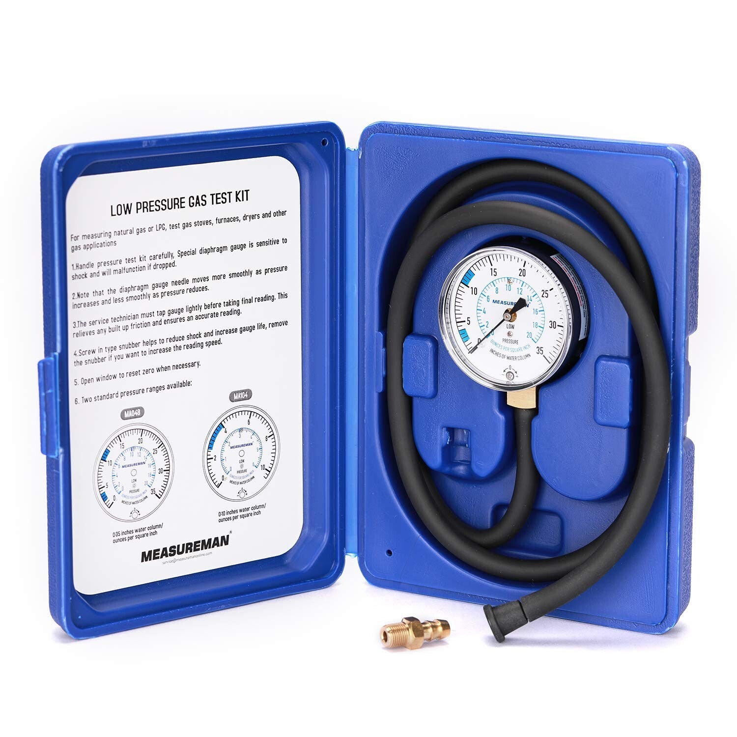 2.5" Dial Gas Pressure Gauge Kit for Natural and LP Gas - Lightweight & Accurate