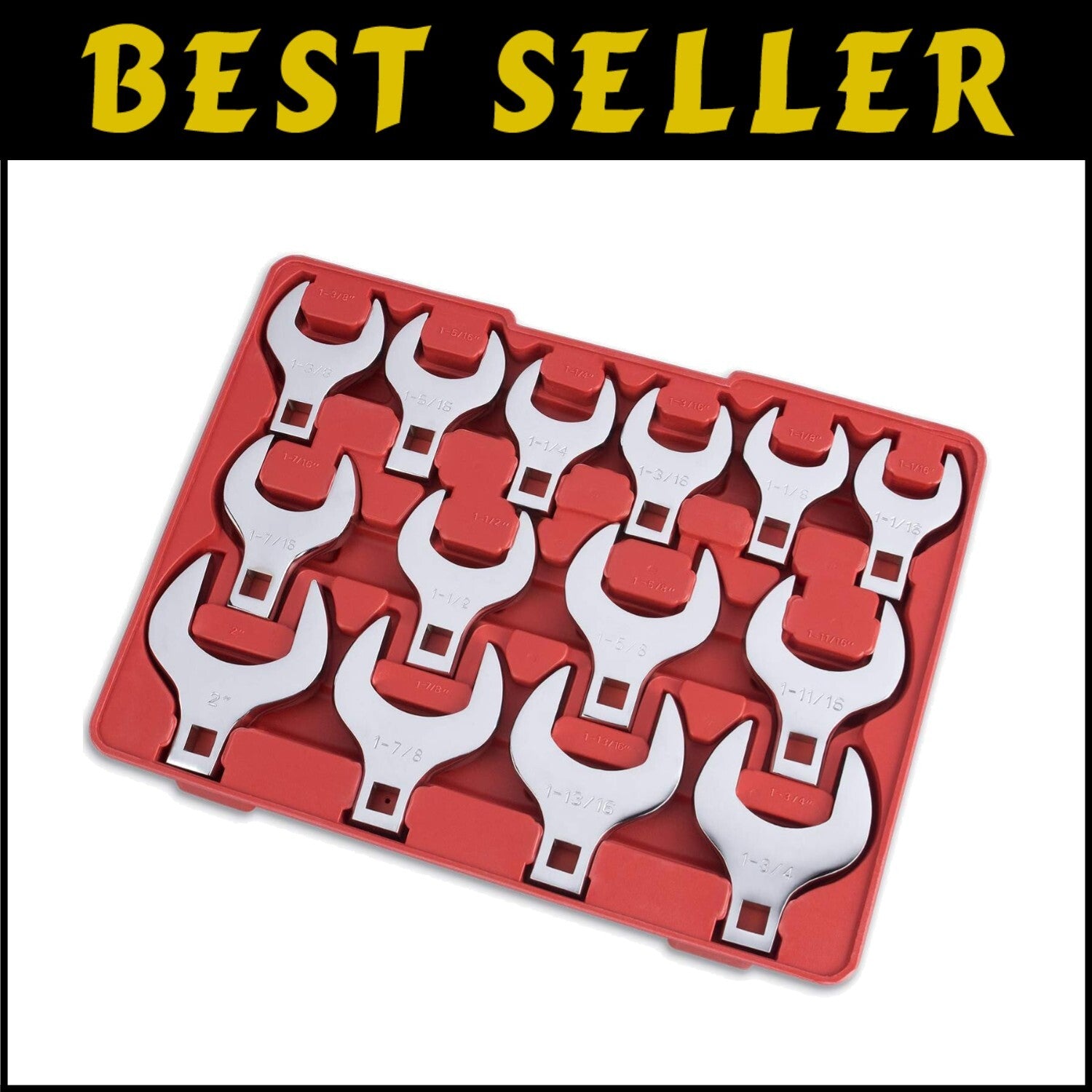 14-Piece Premium 1/2" Drive Jumbo Crowfoot Wrench Set - Chrome Vanadium Steel