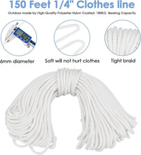 Load image into Gallery viewer, 150ft Nylon Clothesline Pulley Kit - Rust-Resistant for Ultimate Outdoor Drying
