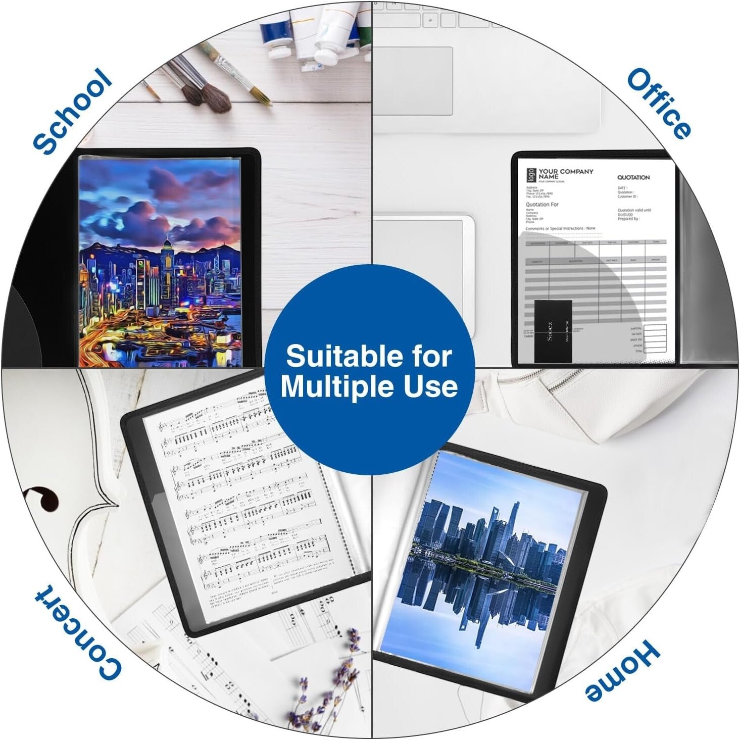 Archival Quality 18x24 Portfolio Book - 30 Clear Sleeves Display for Art & Music