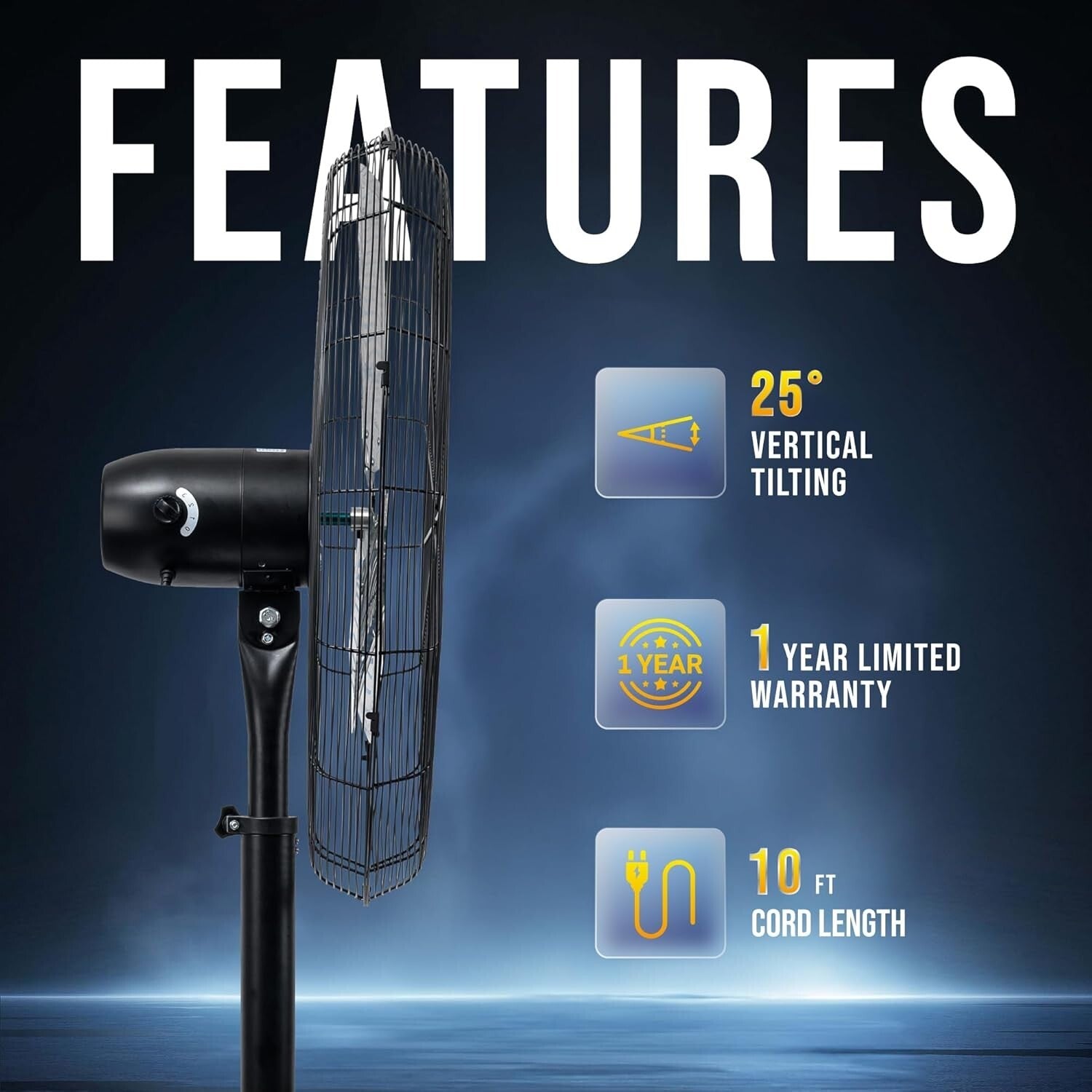 Durable Non-Oscillating Metal Fan - 30'' Height for Commercial Use, Low Noise