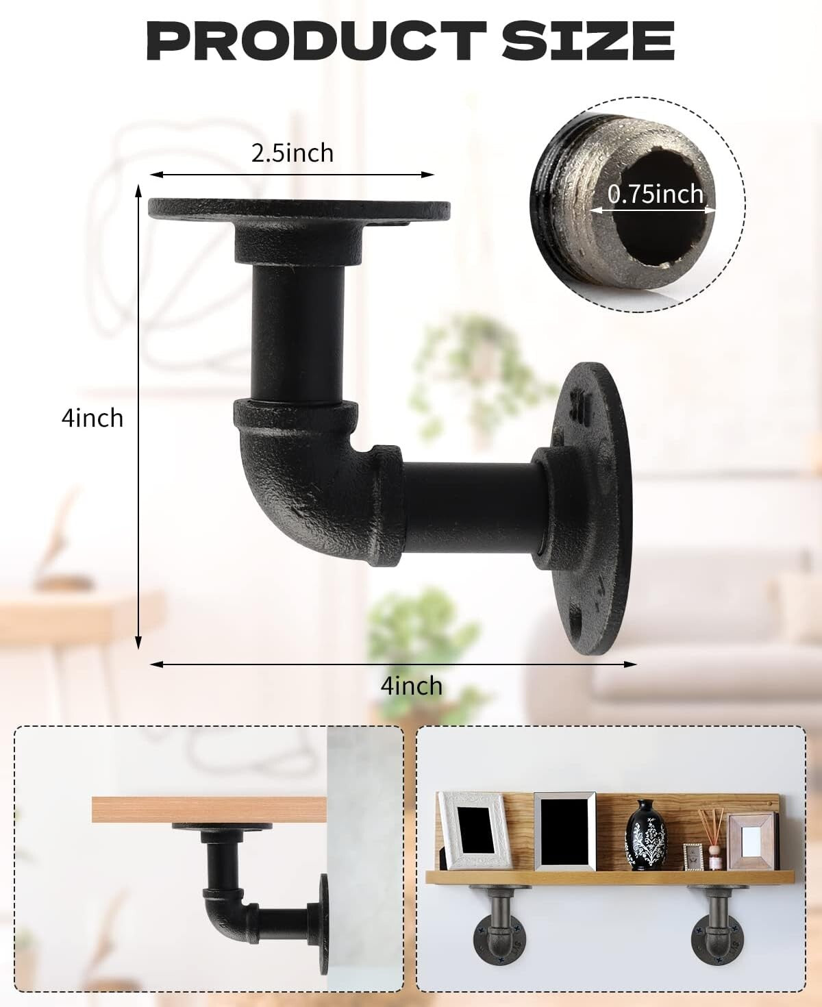 Waterproof 4x4 Inch Shelf Bracket Set - Complete 12 Pack for Easy Installation