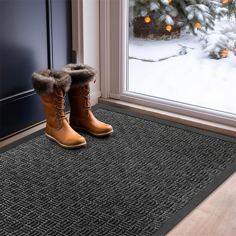 Versatile 47" x 24" Indoor Outdoor Door Mat - Durable, Easy to Clean Gray Rug