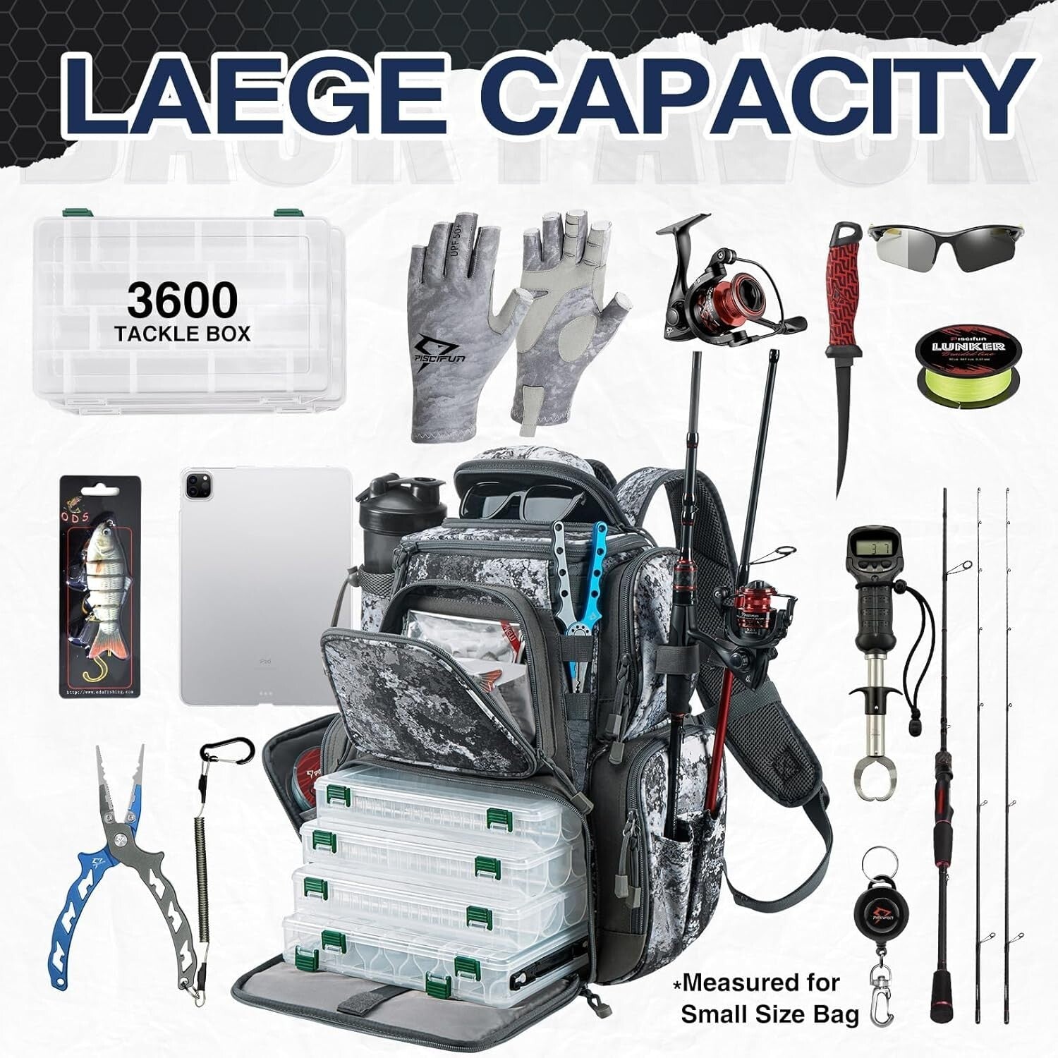 Affordable Fishing Tackle Backpack with Removable Clapboard & Reflective Strips