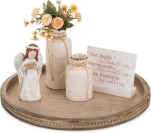 Load image into Gallery viewer, Rustic Luxury Brown Wooden Tray - Beaded Decorative Centerpiece for Living Room