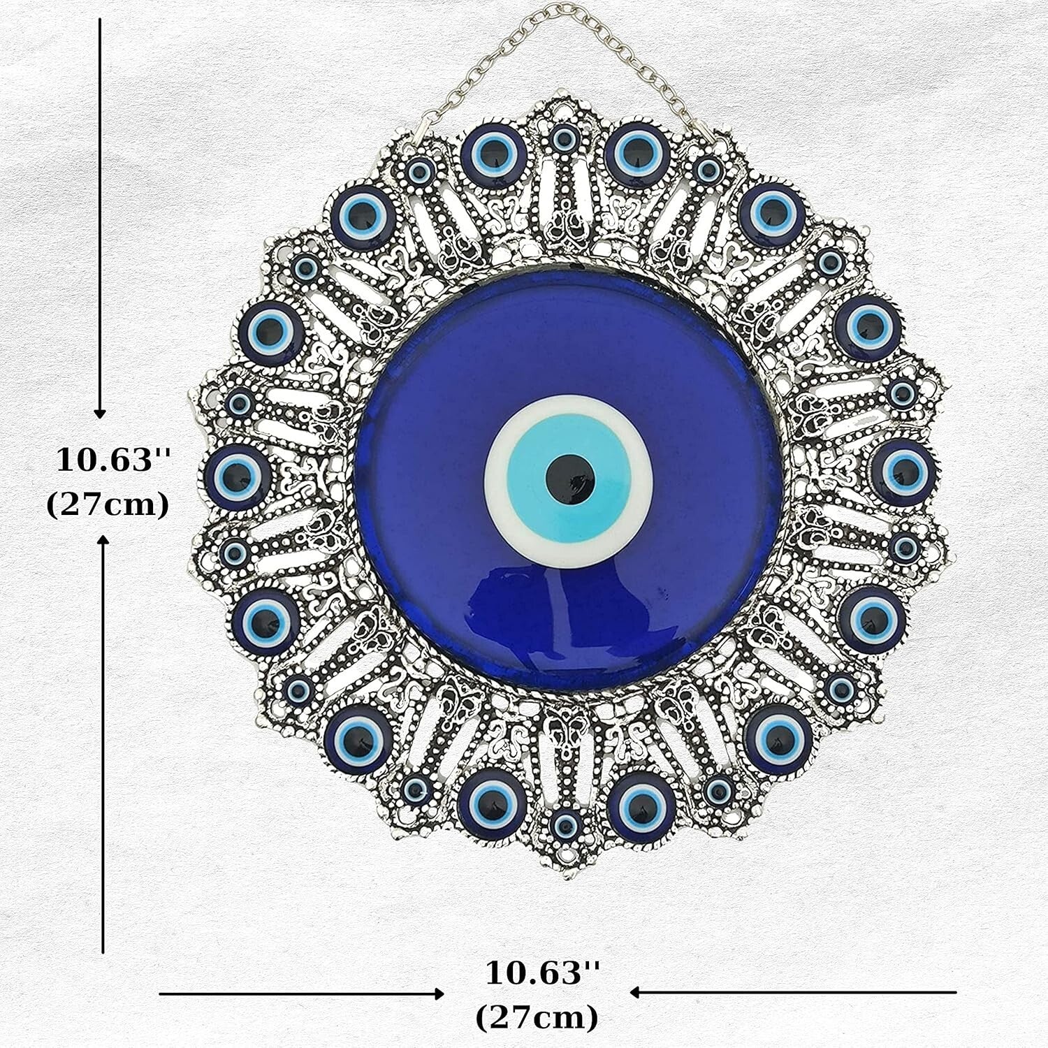 Stunning Blue Glass Evil Eye Wall Ornament - 10.6'' Home Guardian and Luck Charm