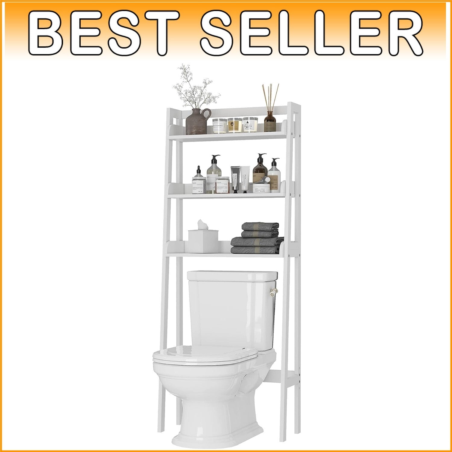 Durable 3-Tier Bathroom Organizer Above Toilet - Easy Assembly, 90lbs Capacity