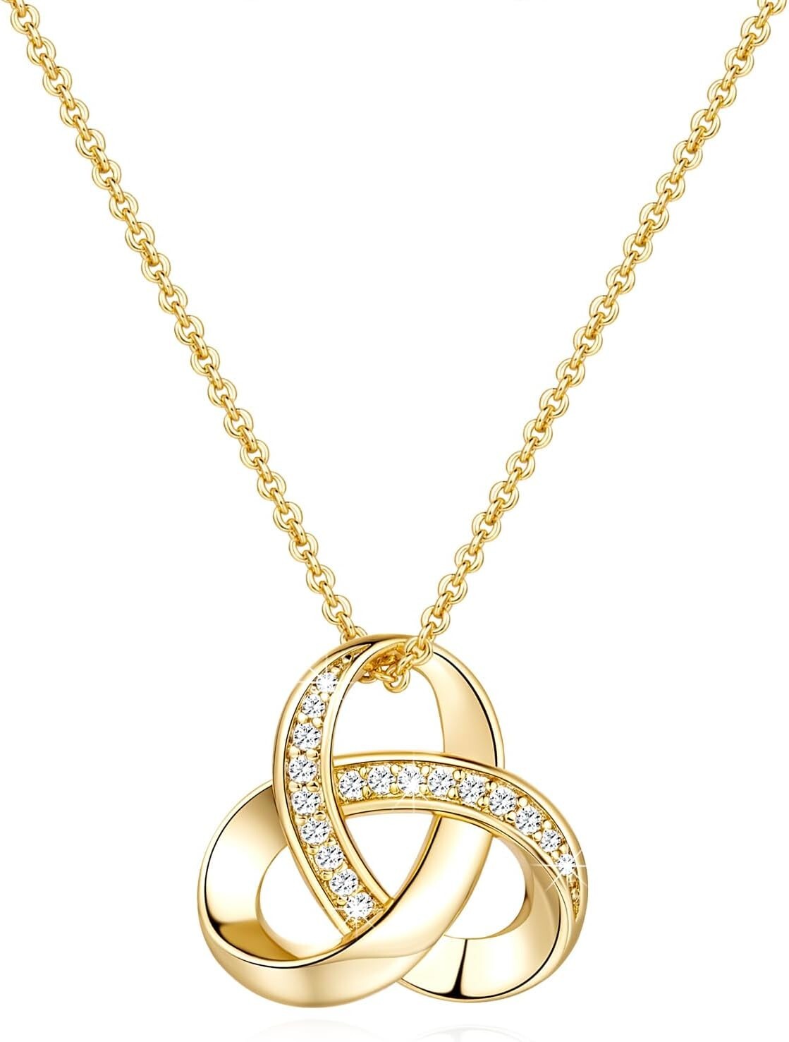 Dainty Adjustable 14K Gold Infinity Pendant Necklace for Women - 18in Sparkle