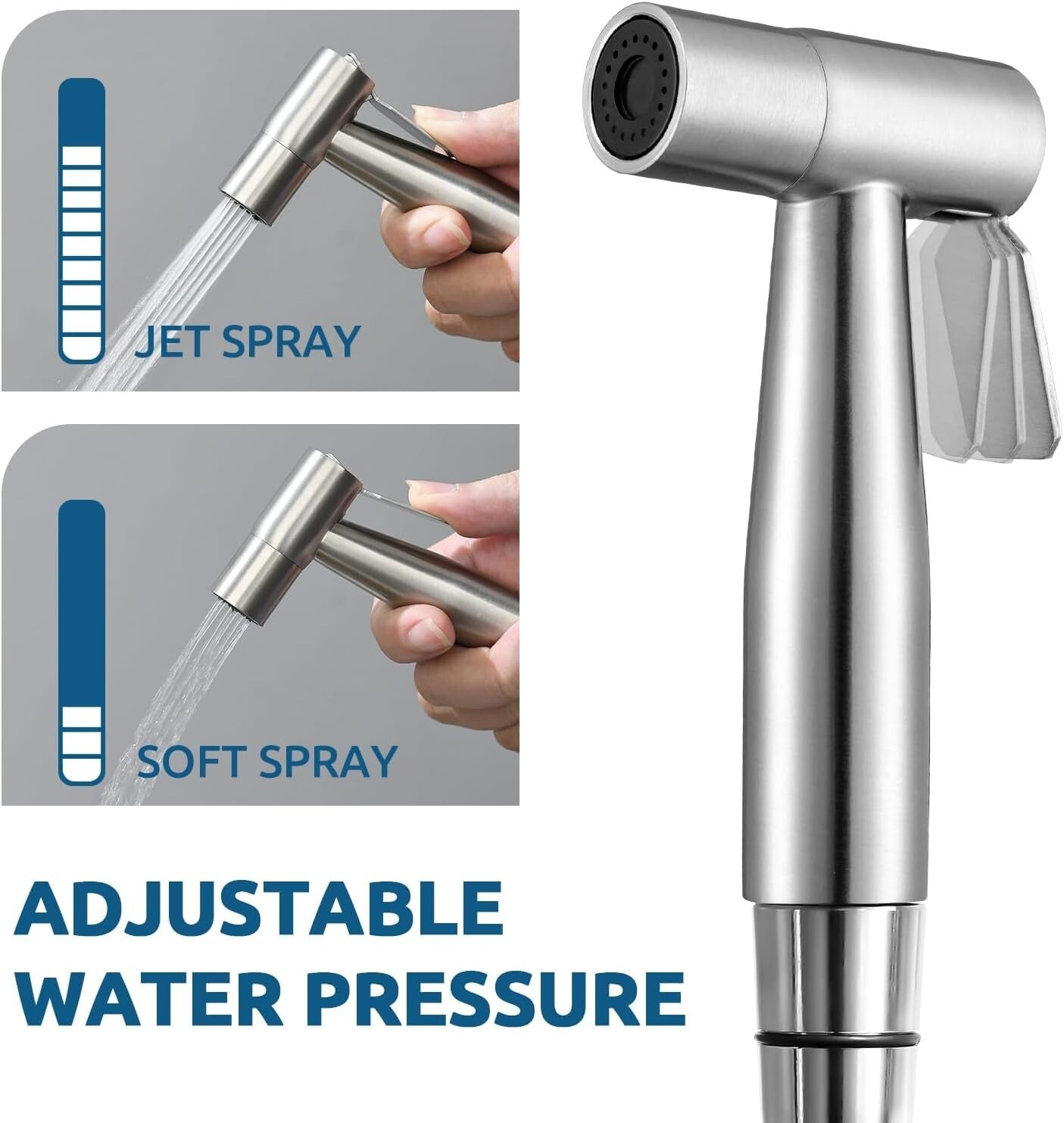 Ergonomic Stainless Steel Bidet Spray for Toilets - Warm & Cold Water Control