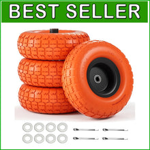 Load image into Gallery viewer, Upgrade to 10" Flat Free Tires - 4 Pack with Heavy Duty Double Sealed Bearings