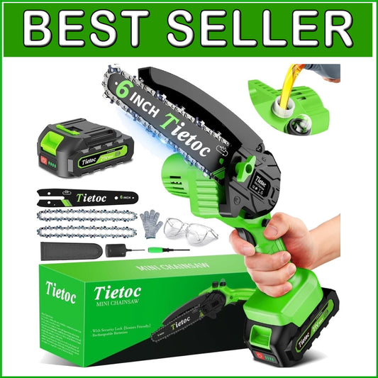 Battery-Powered 6-Inch Mini Chainsaw with Auto Oiler - Safe & User-Friendly