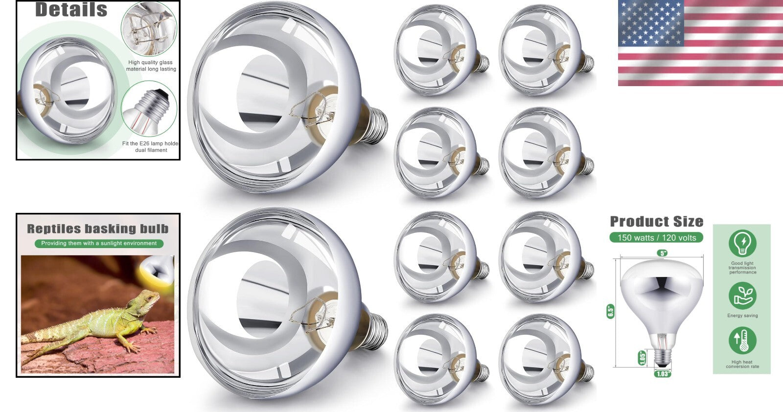 Durable 250 Watt Heat Lamp Bulbs - 10 Pack for Optimal Pet Heating Solutions