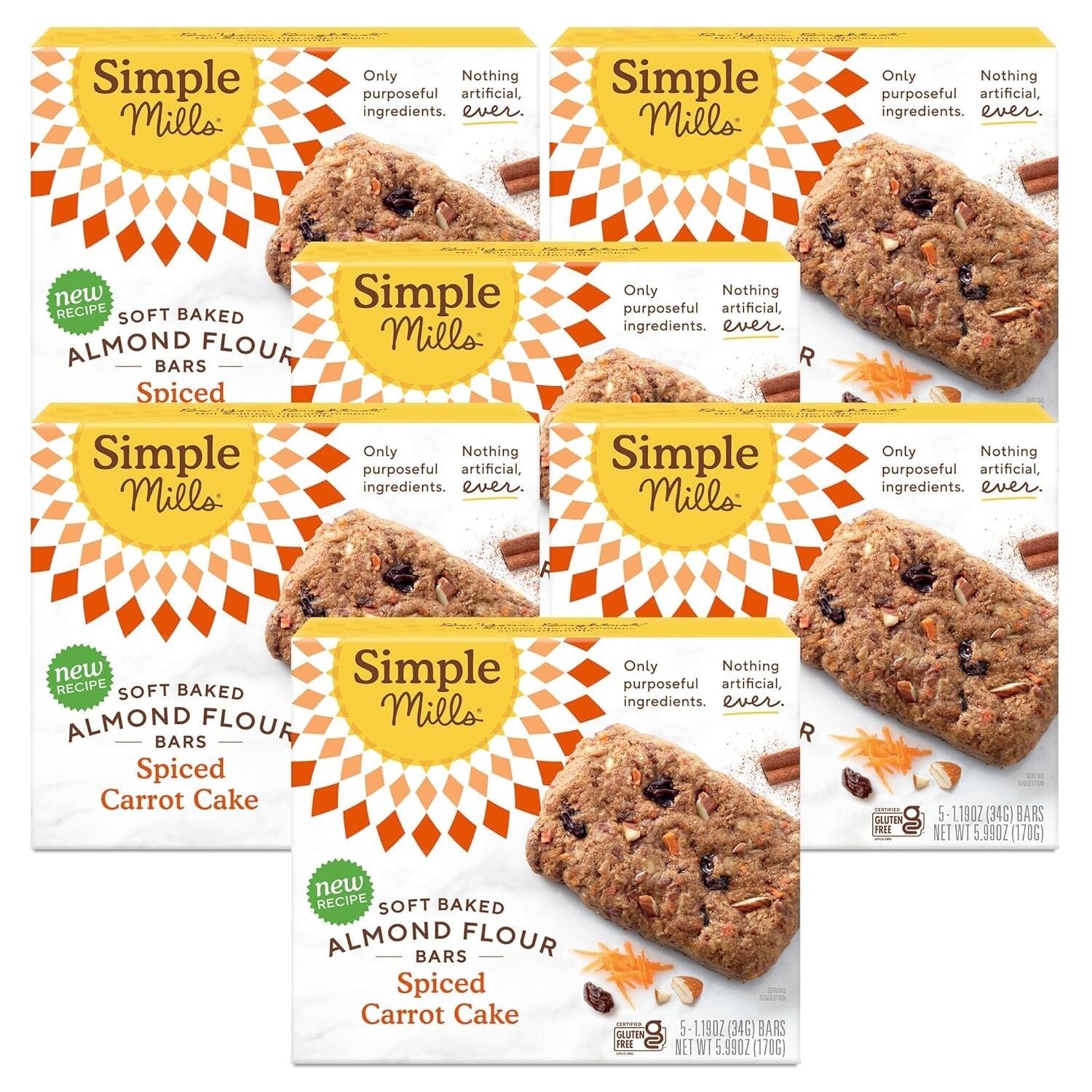 Organic Coconut Oil Almond Flour Snack Bars - Gluten Free, 6 Delicious Packs