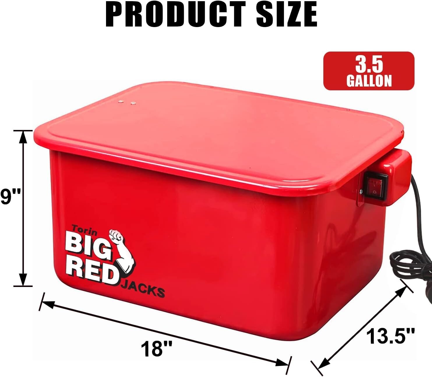 3.5 Gallon Compact Parts Washer - Lightweight with 110V Electric Pump, Red