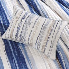 Load image into Gallery viewer, Navy/Aqua Coastal Quilt Set 6 pcs - Full/Queen with Hypoallergenic Coverlet