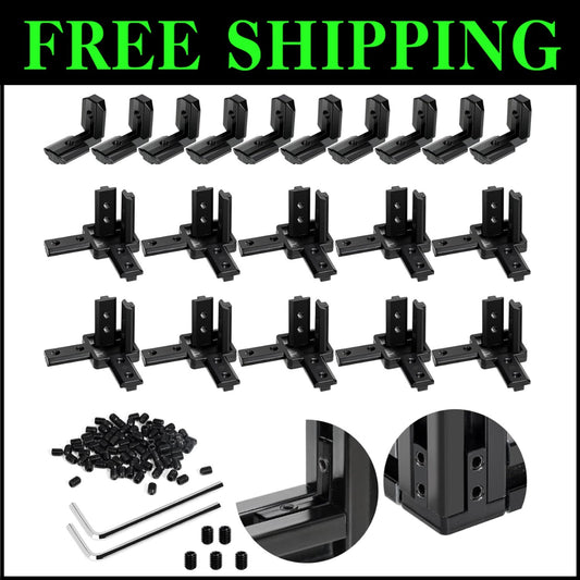 Versatile 4040 Aluminum Extrusion Connectors - 20pcs L-Shape Bracket with Screws