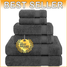 Load image into Gallery viewer, Charcoal Grey 6-Piece Luxury Bath Linen Set - 100% Cotton Super Absorbent